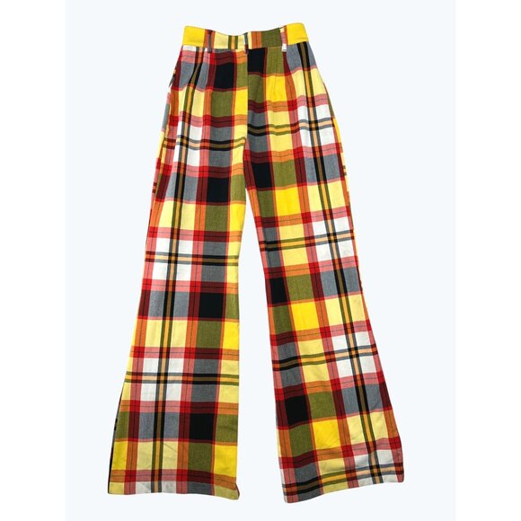 Free People Plaid Jules High-Waisted Flared Wide Leg Pants Size US 0 UK 4 - Picture 4 of 16